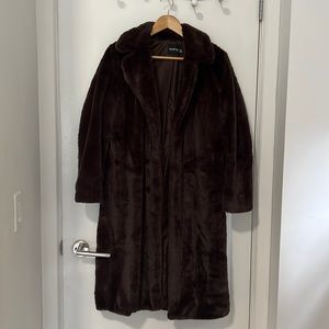 Boohoo dark brown faux fur duster